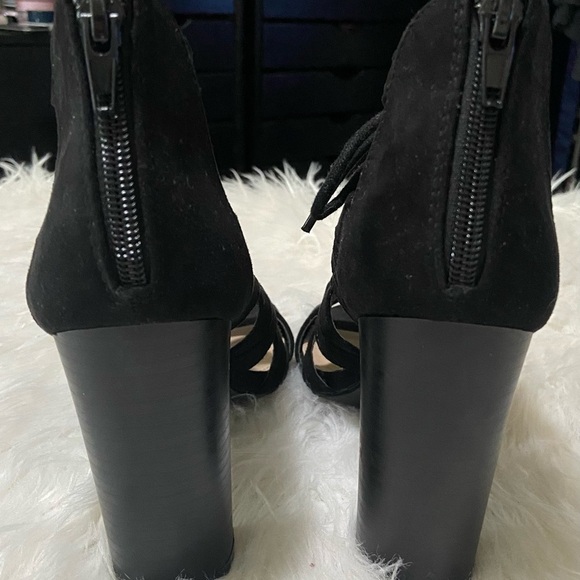 Just Fab 4Inch LaceUp Black Heels - Picture 4 of 5